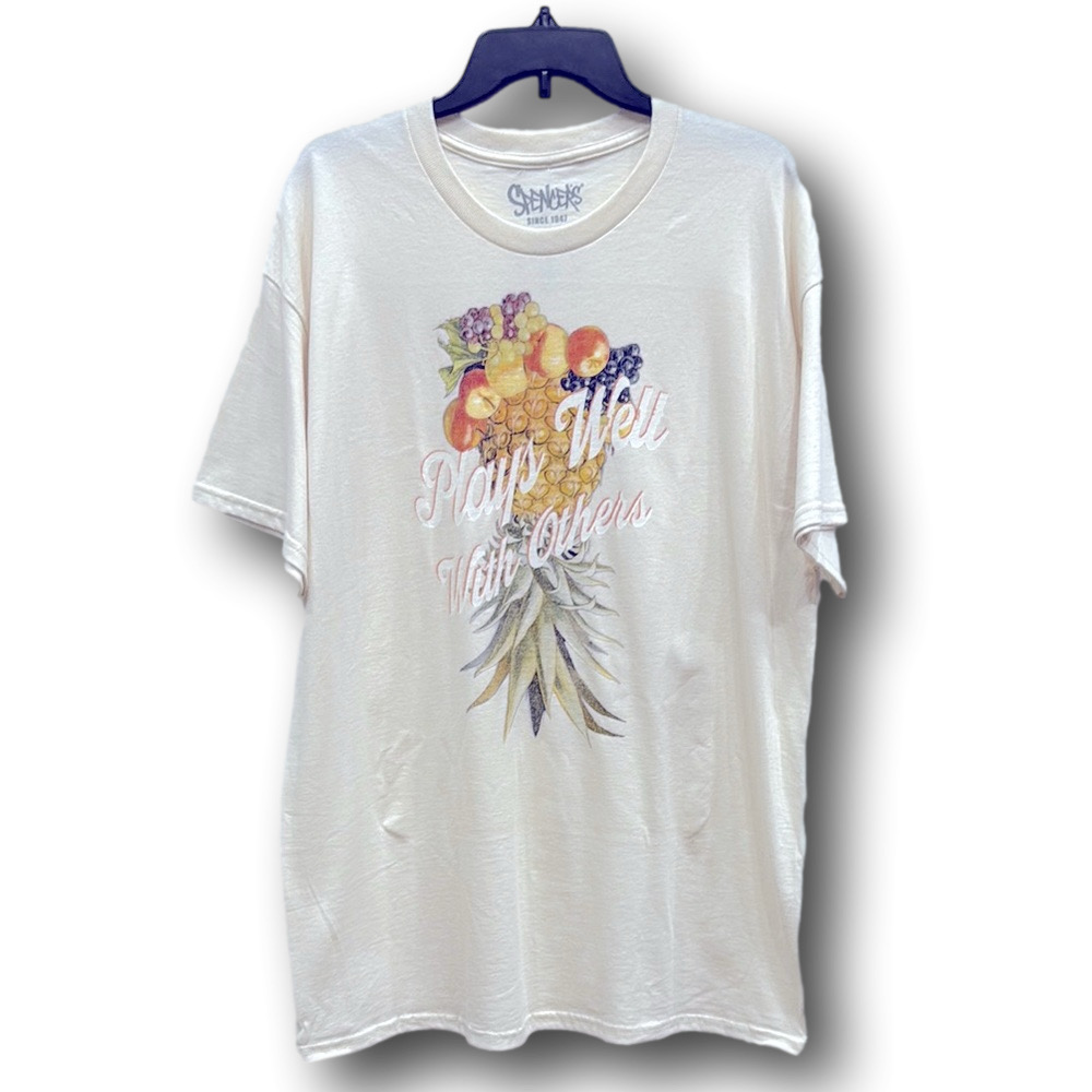 Upside Down Pineapple "Plays Well With Others" Graphic T-Shirt - Size XL - NWT